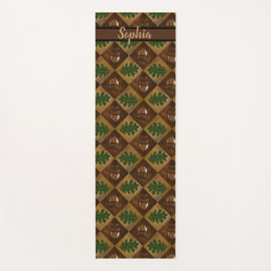 Acorn and Oak Leaf Checkerboard Pattern custom nam Yoga Mat
