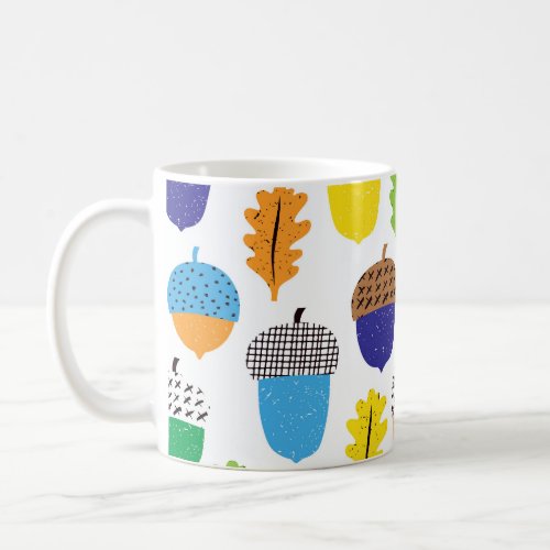 Acorn Autumn Vintage Leafy Pattern Coffee Mug