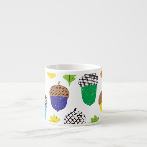 Acorn Autumn Vintage Leafy Pattern Espresso Cup