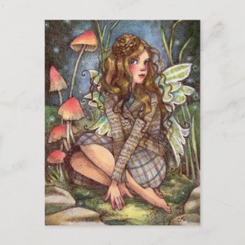 Acorn Beret - Fairy Art Postcard by yarmalade at Zazzle