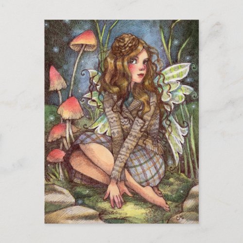 Acorn Beret - Fairy Art Postcard