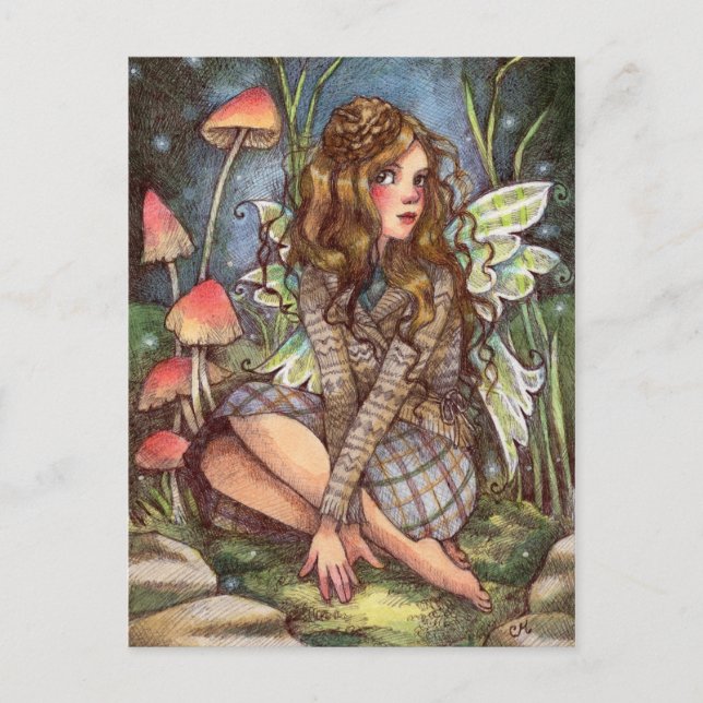 Acorn Beret - Fairy Art Postcard (Front)
