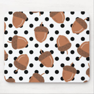 Acorn Black Dots Autumn Y2K Pattern  Mouse Pad