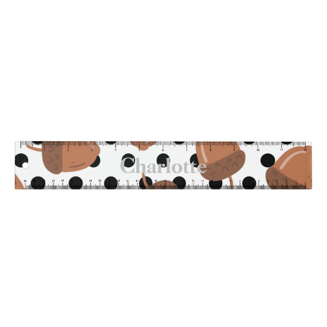 Acorn Black Dots Autumn Y2K Pattern  Ruler (Front)