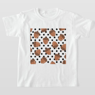 Acorn Black Dots Autumn Y2K Pattern T-Shirt