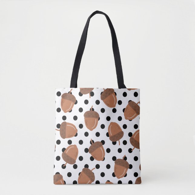 Acorn Black Dots Autumn Y2K Pattern  Tote Bag (Front)