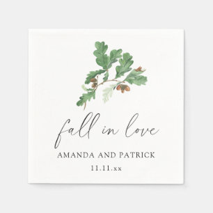 Acorn branch wedding party napkins