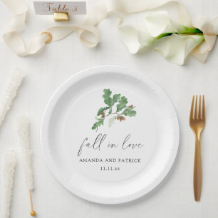 Acorn branch wedding party paper plates