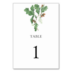 Acorn branch - wedding table number