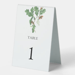 Acorn branch - wedding table number tent