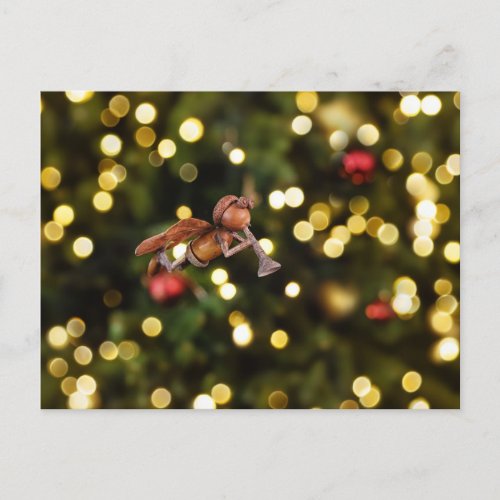 Acorn elf as a Christmas angel _ Christmas Postcard