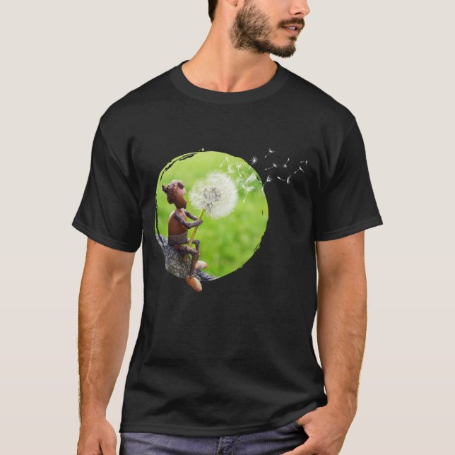 Acorn elf blows into the dandelion fluff T-Shirt (Front)
