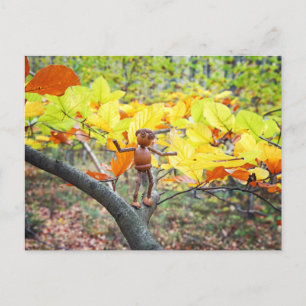 Acorn elf on a beech tree autumn  postcard