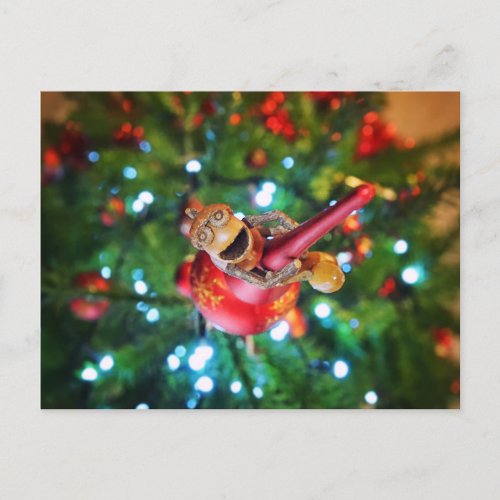 Acorn elf on top of the Christmas tree _ Christmas Postcard
