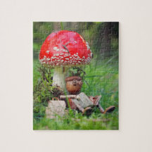 Acorn elf reading a book jigsaw puzzle