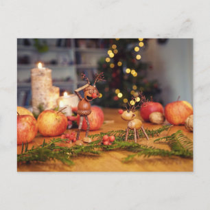 Acorn elf with Christmas reindeer Postcard