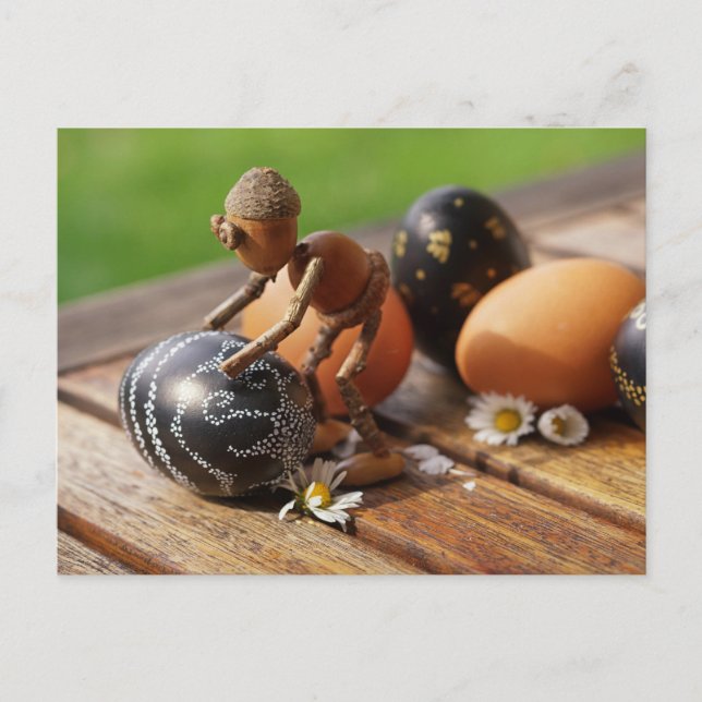 Acorn elf with Easter eggs Easter Postcard (Front)