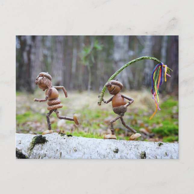 Acorn elf with Easter stick Easter Postcard (Front)