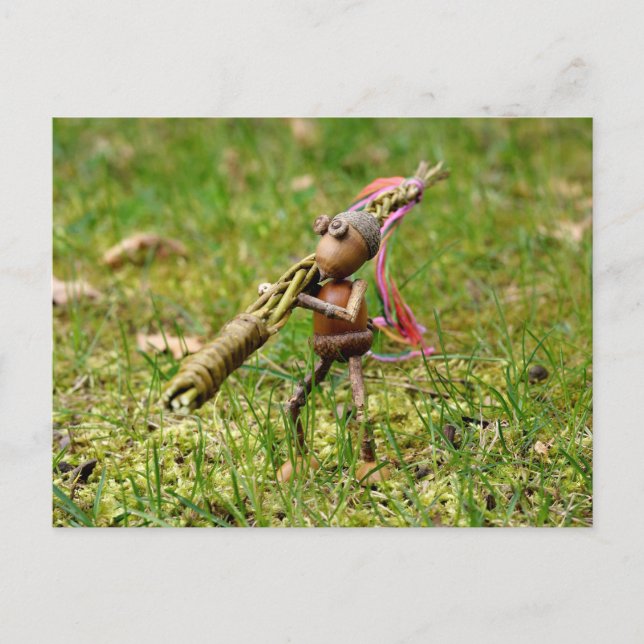 Acorn elf with Easter stick Easter Postcard (Front)