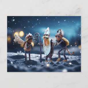 Acorn elves as angel, devil and Saint Nicholas Postcard