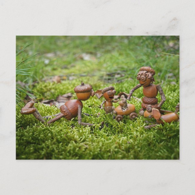 Acorn elves family in the moss - family  postcard (Front)