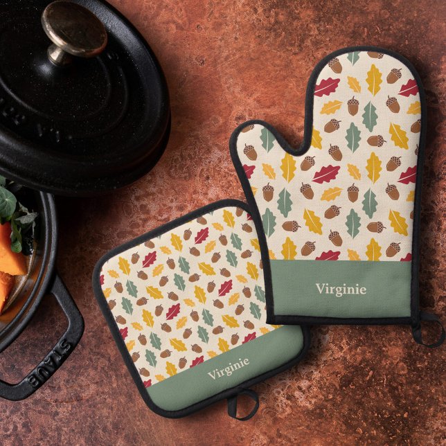 Acorn & Fall Leaves Oven Mitt & Pot Holder Set (Acorn & Fall Leaves Oven Mitt & Pot Holder Set)