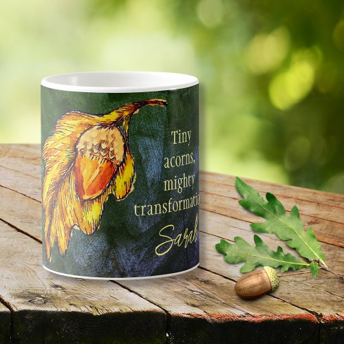 Acorn Gold Hunter Green Colors Fall Inspirational Coffee Mug