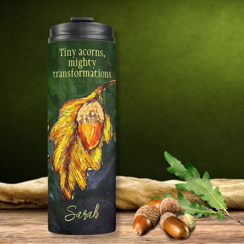 Acorn Golden Olive Green Fall Colors Inspirational Thermal Tumbler