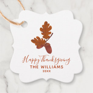 Acorn "Happy Thanksgiving" Personalized  Favor Tags