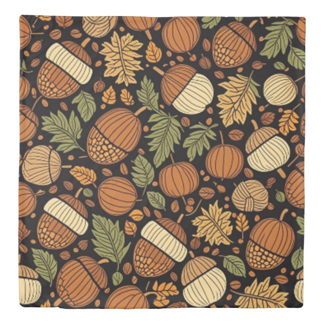 Acorn Pattern Harvest Day Autumn Duvet Cover (Front)