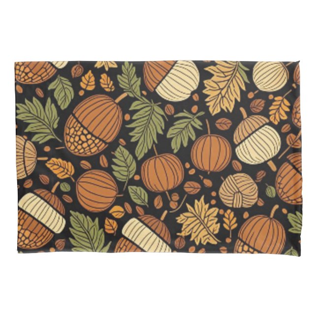 Acorn Pattern Harvest Day Autumn Pillow Case (Front)