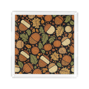 Acorn Pattern Harvest Day Serving Tray