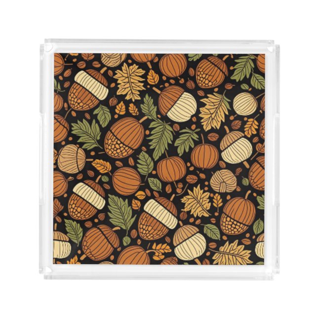 Acorn Pattern Harvest Day Serving Tray (Front)