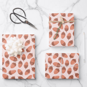 Acorn pattern wrapping paper sheets