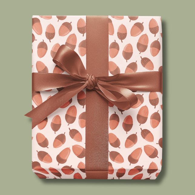 Acorn pattern wrapping paper sheets (Autumnal acorn pattern wrapping paper)