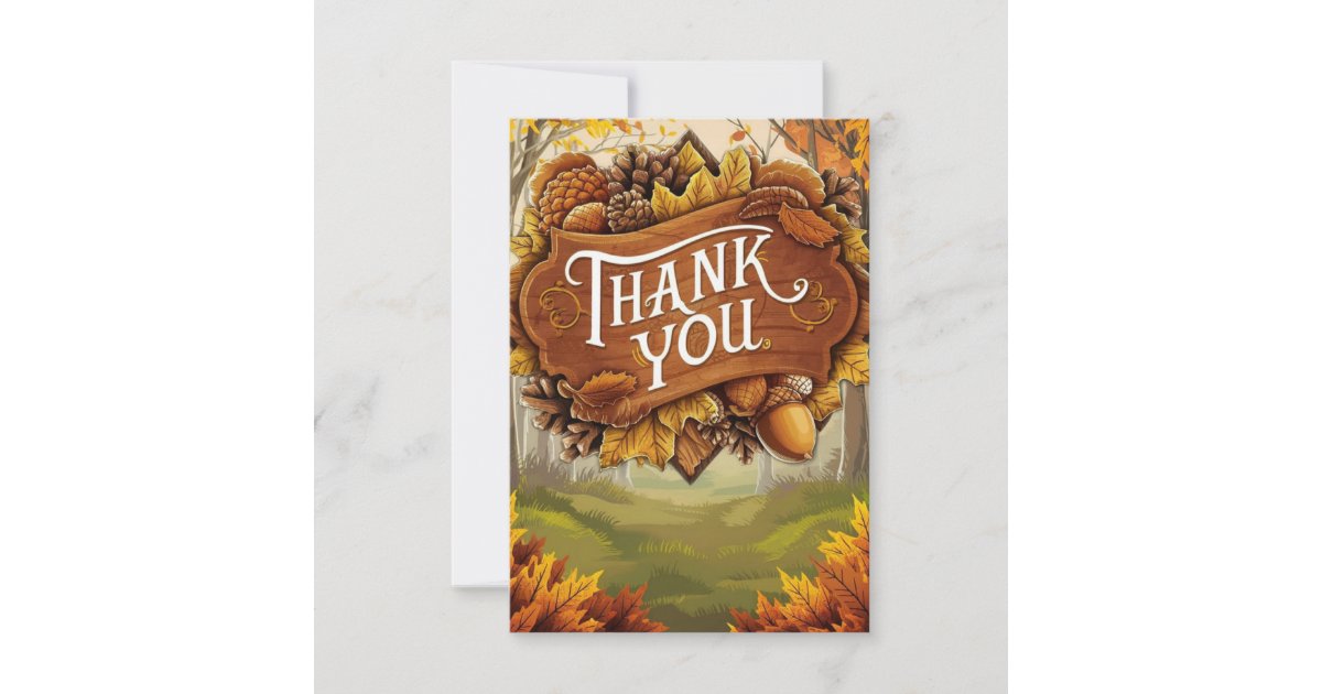 Acorn Pumpkin Autumn Fall Thank You Card | Zazzle