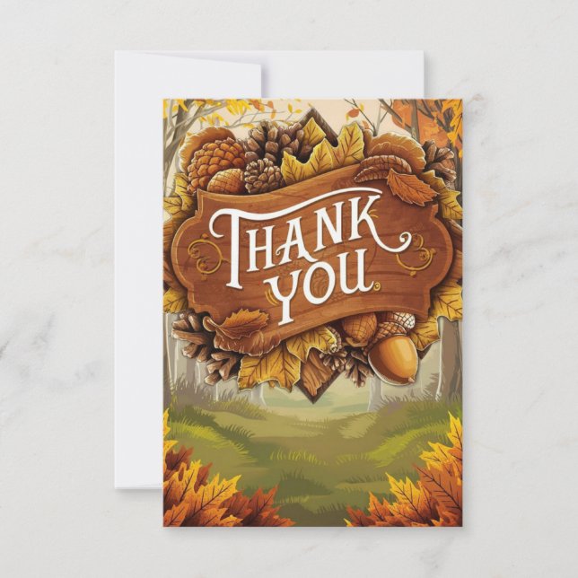 Acorn Pumpkin Autumn Fall Thank You Card (Front)