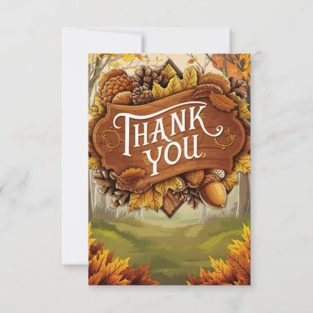Acorn Pumpkin Autumn Fall Thank You Card | Zazzle