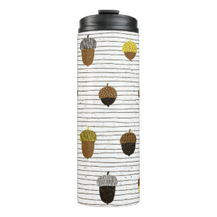 Acorn seamless pattern. Autumn surface decoration. Thermal Tumbler