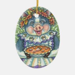 ACORN & SQUASH PIE, HOLIDAY COUNTRY PIG ORNAMENT