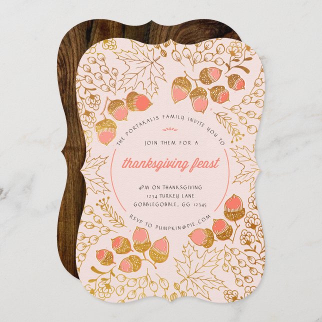 Acorn Thanksgiving Invitation (Front/Back)