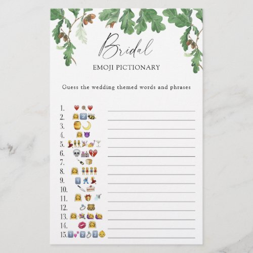 Acorn tree _ bridal shower emoji pictionary game