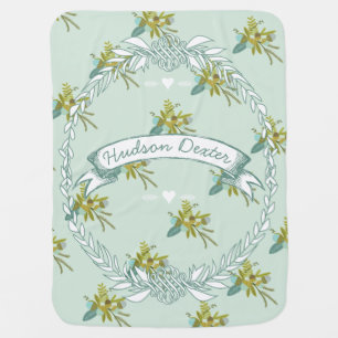 Acorn Vintage Garland Lil' Man Cute Hearts Ferns Baby Blanket