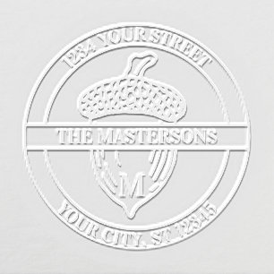 Acorn with Family Name Initial Return Address Rbn2 Embosser