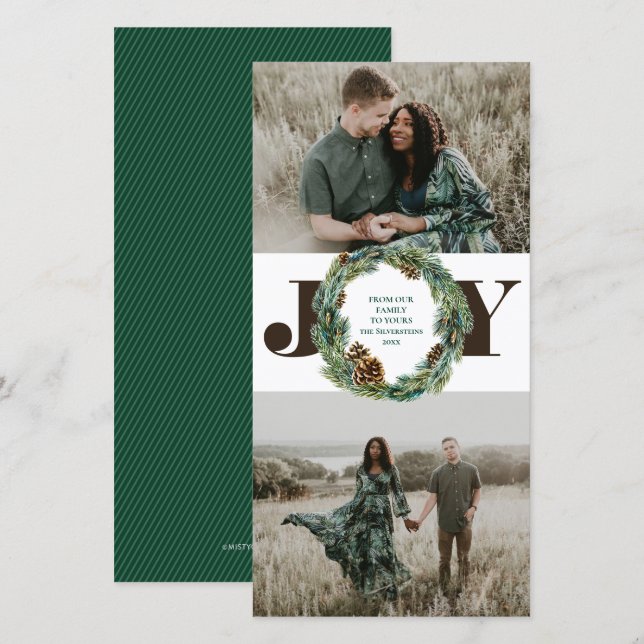 Acorn Wreath Christmas Holiday Card (Front/Back)