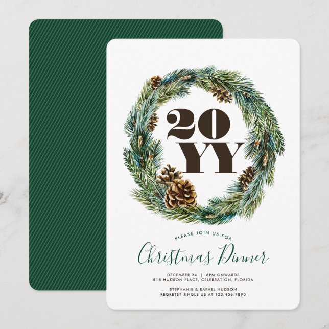 Acorn Wreath Christmas Party Invitation (Front/Back)