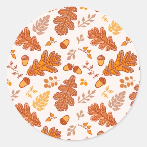 Acorns and Fall Leaves Classic Round Sticker