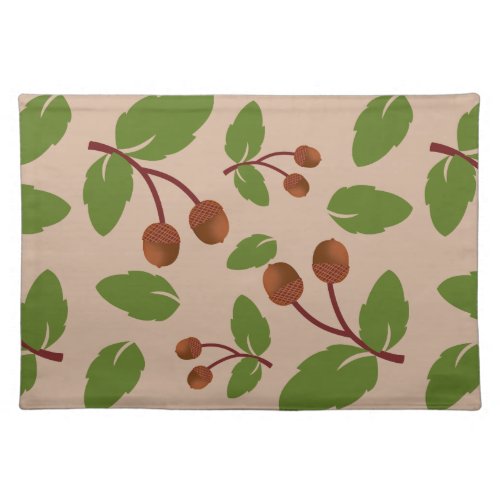 Acorns and Green Leaves Custom Pattern Cloth Placemat