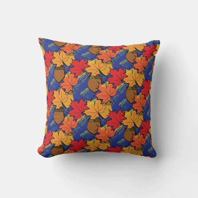 Acorns and leaves I Throw Pillow (Front)