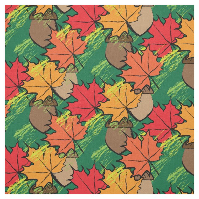Acorns and leaves III Fabric (Swatch)